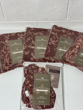 Royal Velvet Cordial 6 pc Lot Waterfall Valance 29 x 32 Palmetto Red Curtain Rod